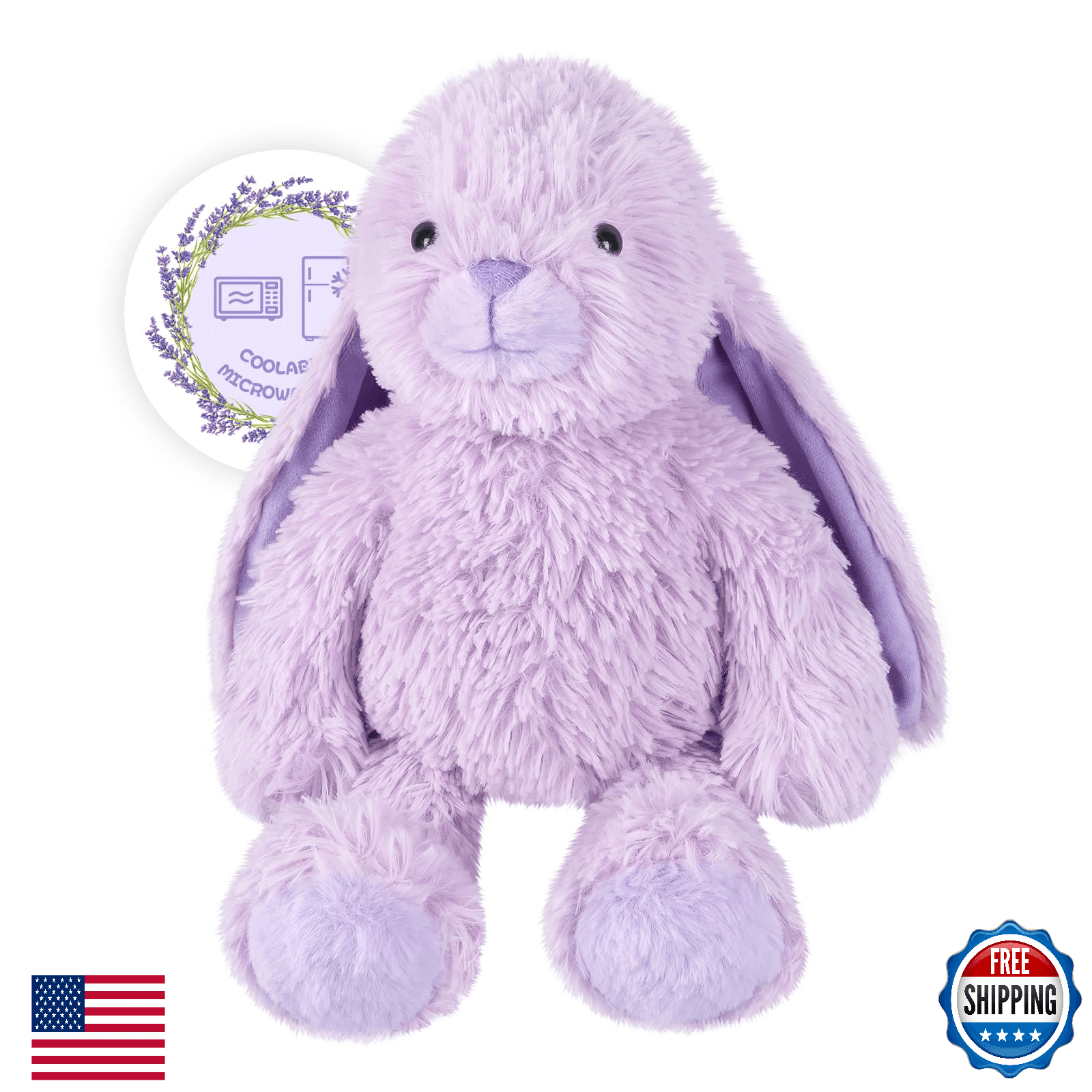 SuzziPals Heatable & Coolable Purple Bunny Stuffed Animal Heating Pad for Soothi - Image 1
