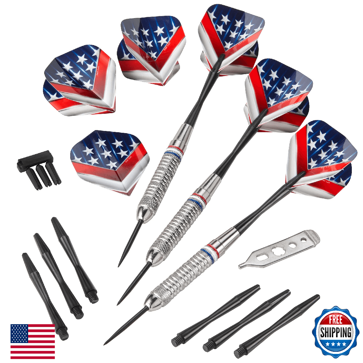 Fat Cat Support Our Troops Steel Tip Darts w/ Case - Nickel Silver Alloy - Image 1