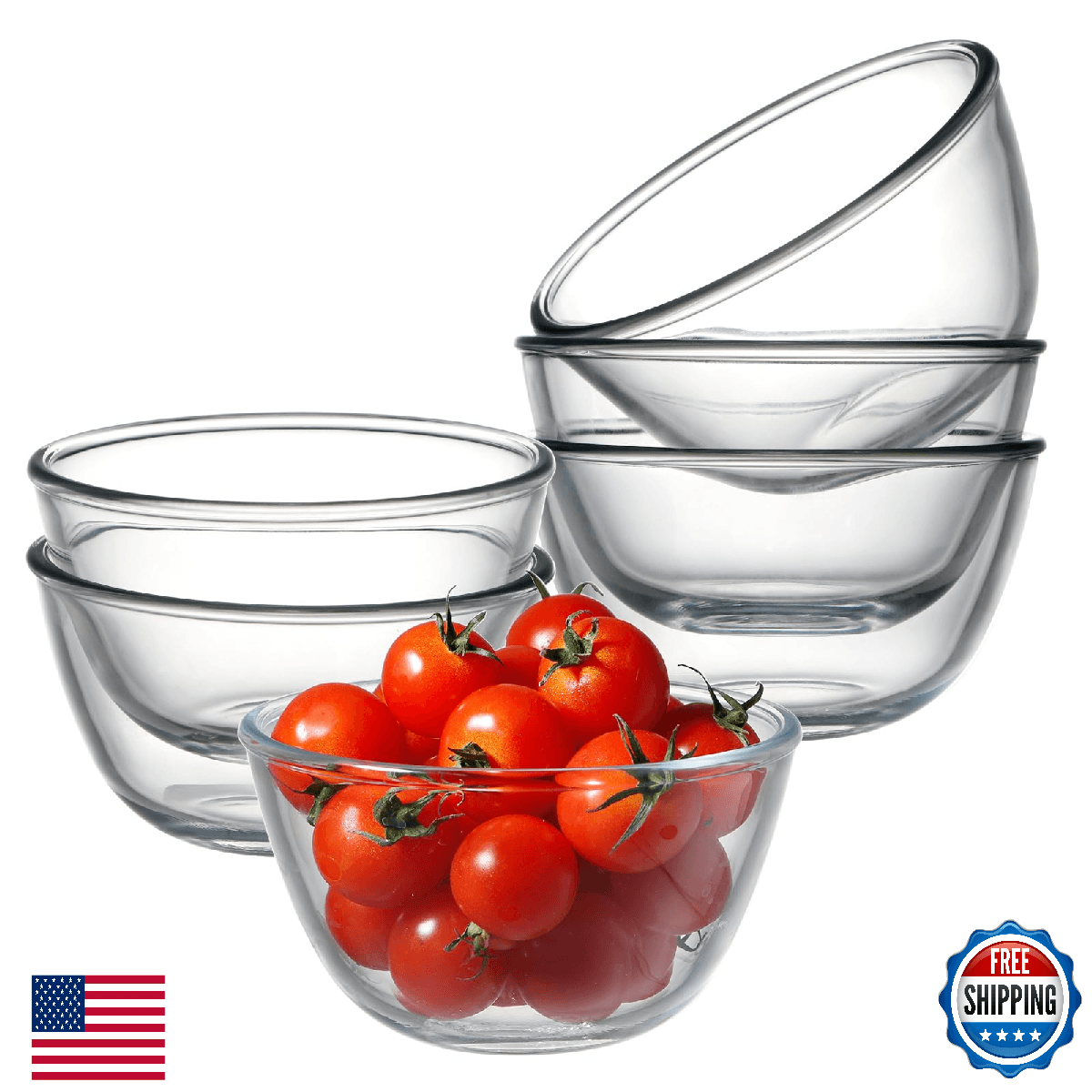 NUTRIUPS 6 Pack 16oz Small Glass Bowls Set Glass Cereal Bowls for Oatmeal, Ice C - Image 1