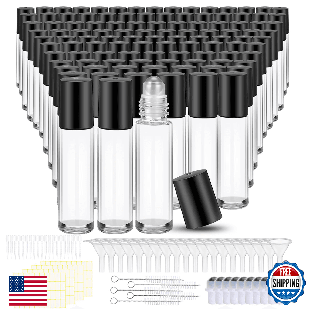 Olutacot 150x 10ml Essential Oil Roller Bottles Leakproof Glass Travel Set - Image 1