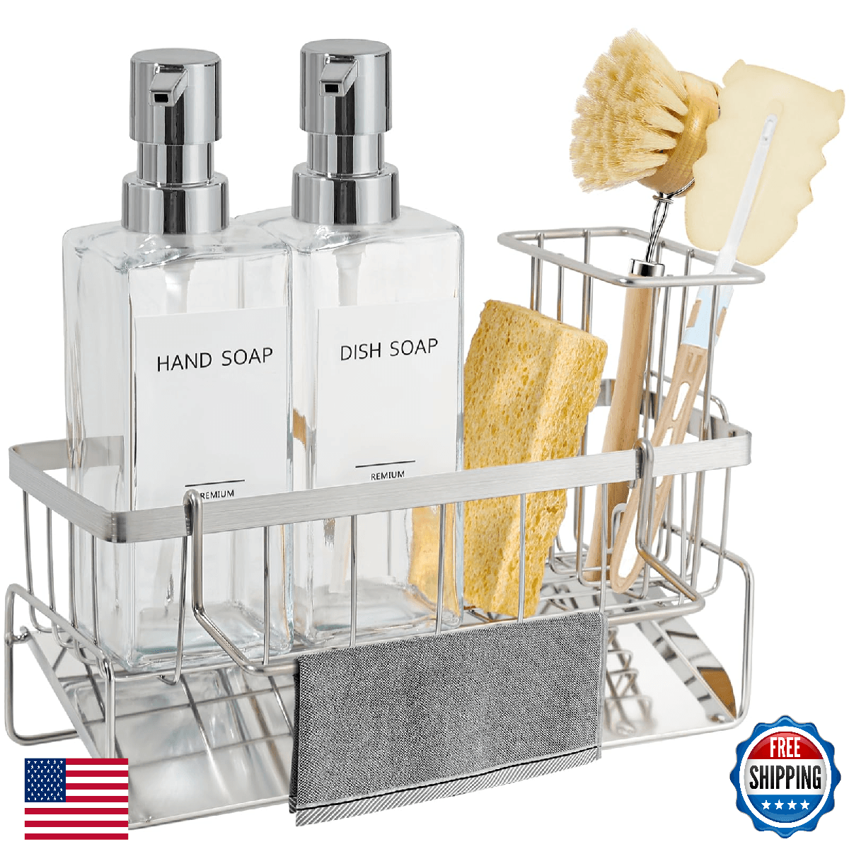 GMISUN Kitchen Soap Dispenser, 12 Fl oz/350ml Clear Dish Soap Dispenser with Sil - Image 1
