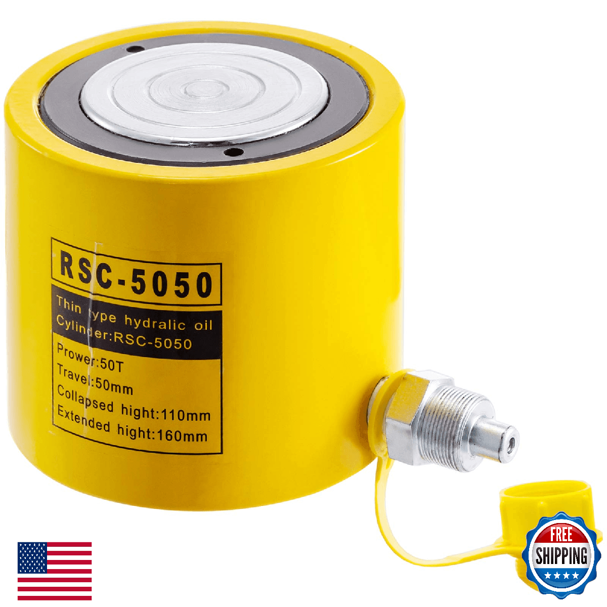 Mophorn 50T 2In Stroke Hydraulic Cylinder Jack Solid Single Acting Hydraulic Ram - Image 1