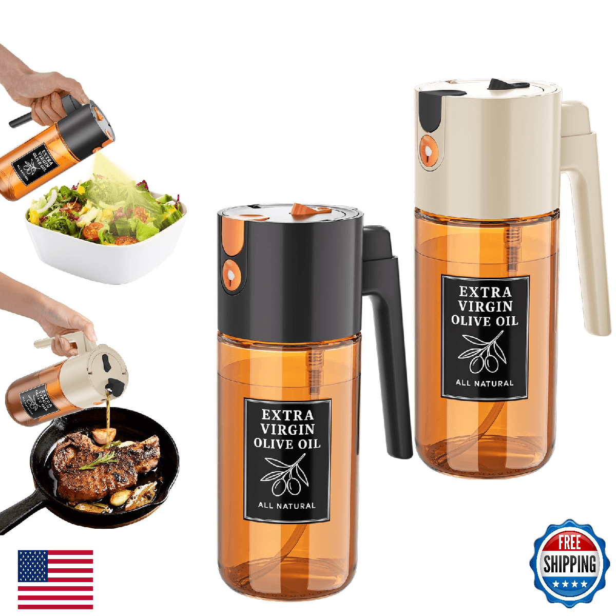 Oil Dispenser For Kitchen 2 Pack Set, Oil Sprayers & Dispensers For Family Cooki - Image 1