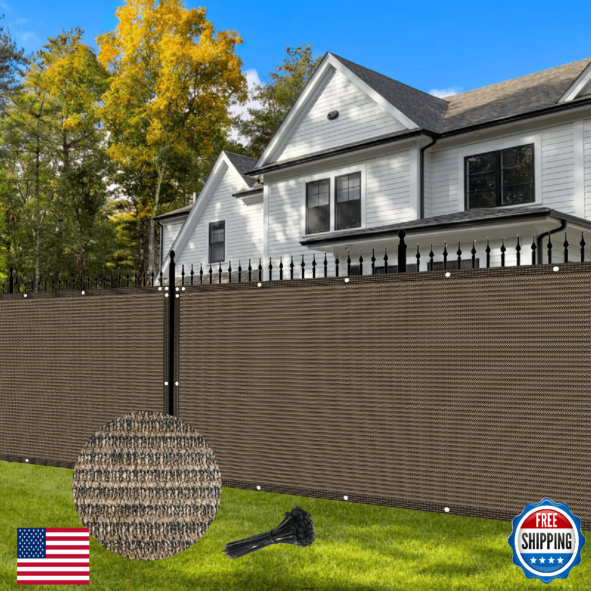 Vandham Fence Privacy Screen 180GSM 6x50FT Chain Link Fence Cover Outdoor Yard - Image 1