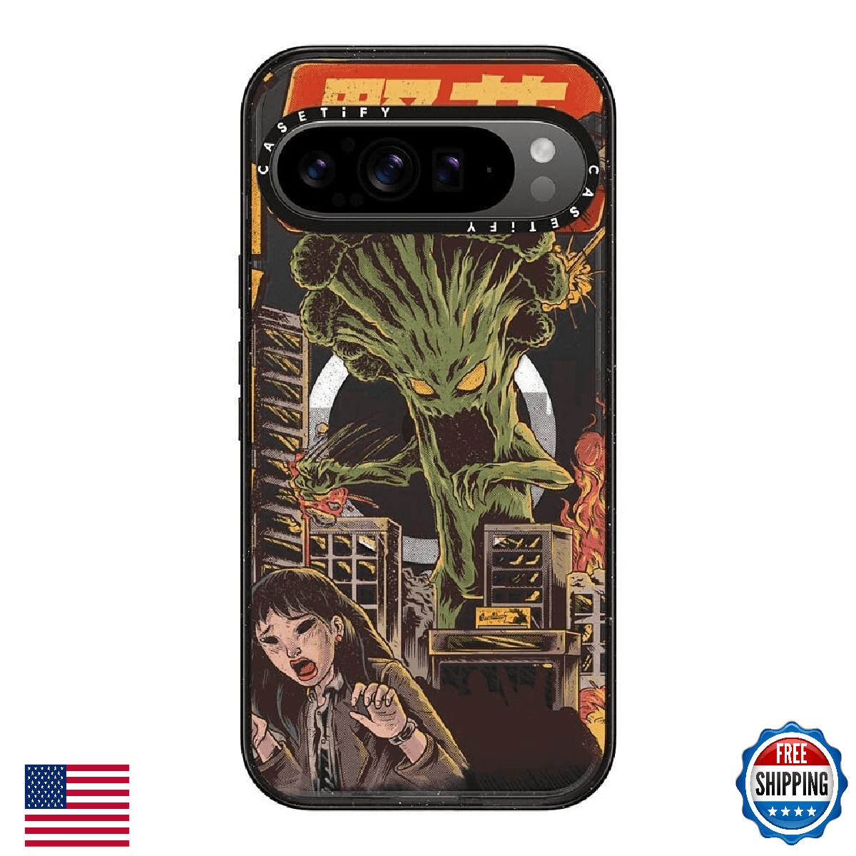CASETiFY Impact Case for Google Pixel 9 Pro XL - Broccozilla - Clear Black - Image 1