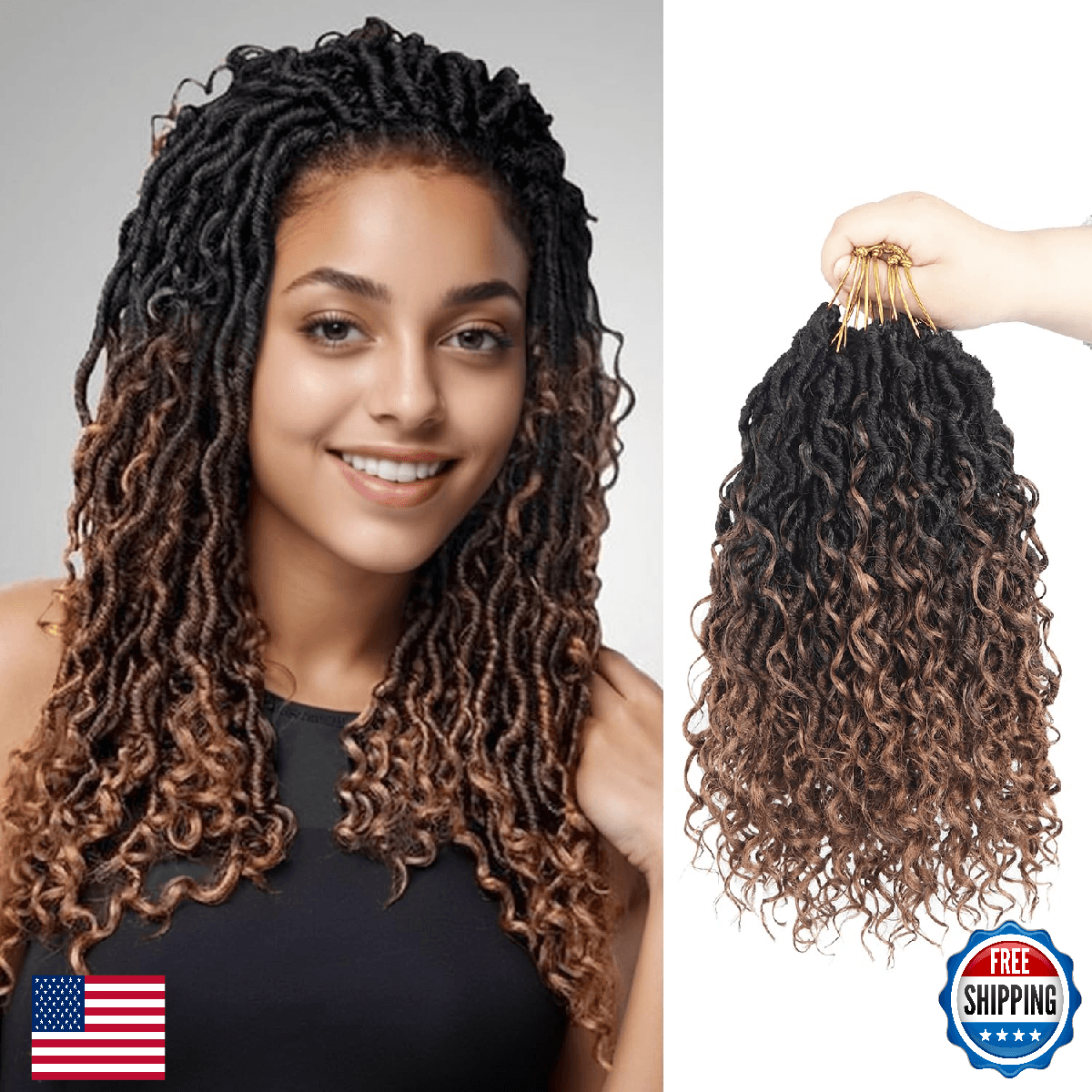 Vemet Goddess Locs Crochet Hair 12 Inch 9 Packs Synthetic Faux Locs Crochet Hair - Image 1