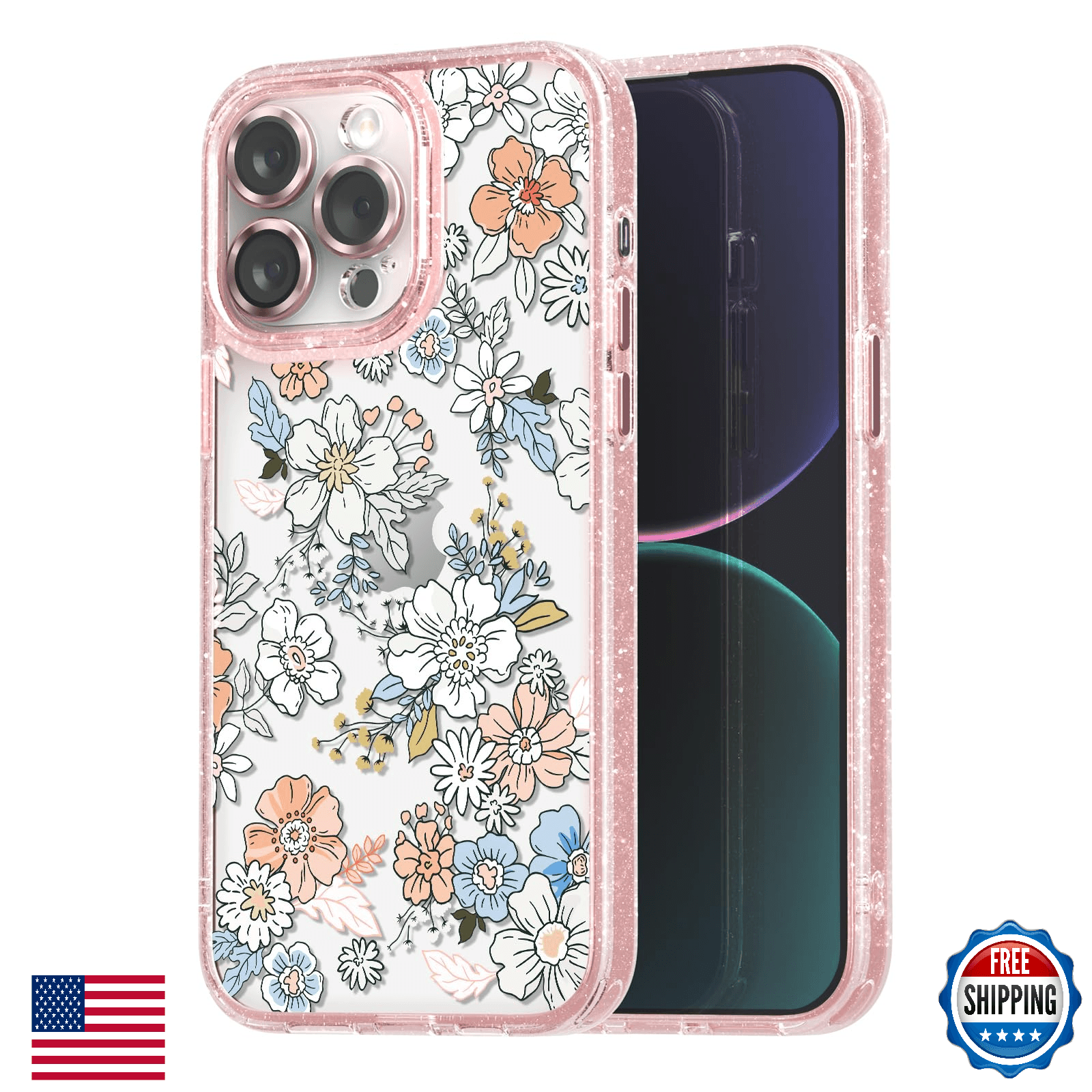 casevivid Compatible for iPhone 15 Pro Case Cute Aesthetic - Glitter Pink Phone - Image 1