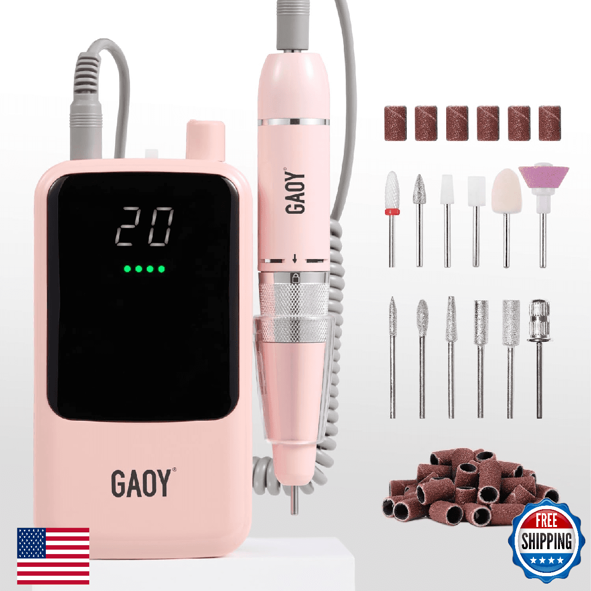 GAOY Rechargeable Cordless Nail Drill, 20000 RPM Electric File with 12 Bits - Image 1