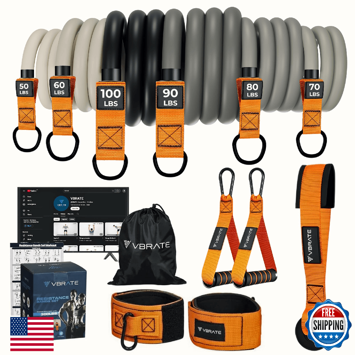 Resistance Bands Set Heavy Exercise Bands Handles Door Anchor Ankle Straps Fitne - Image 1