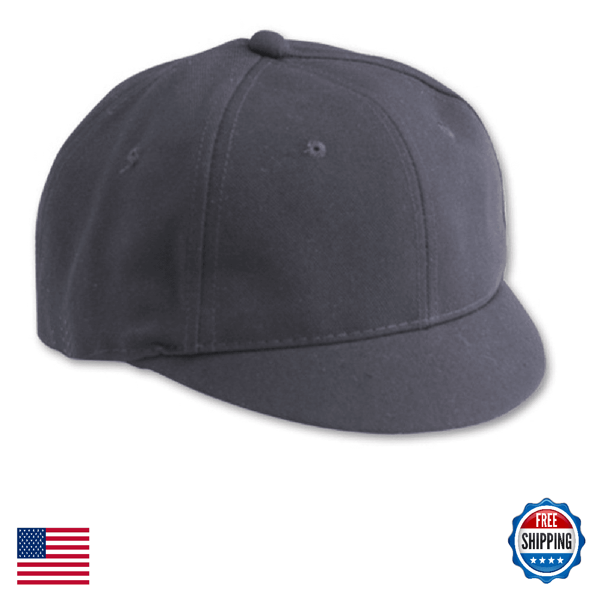 Umpire Short Bill Cap Navy Blue Polywool Adj. Strap 6 7/8"-7 1/4" - Image 1