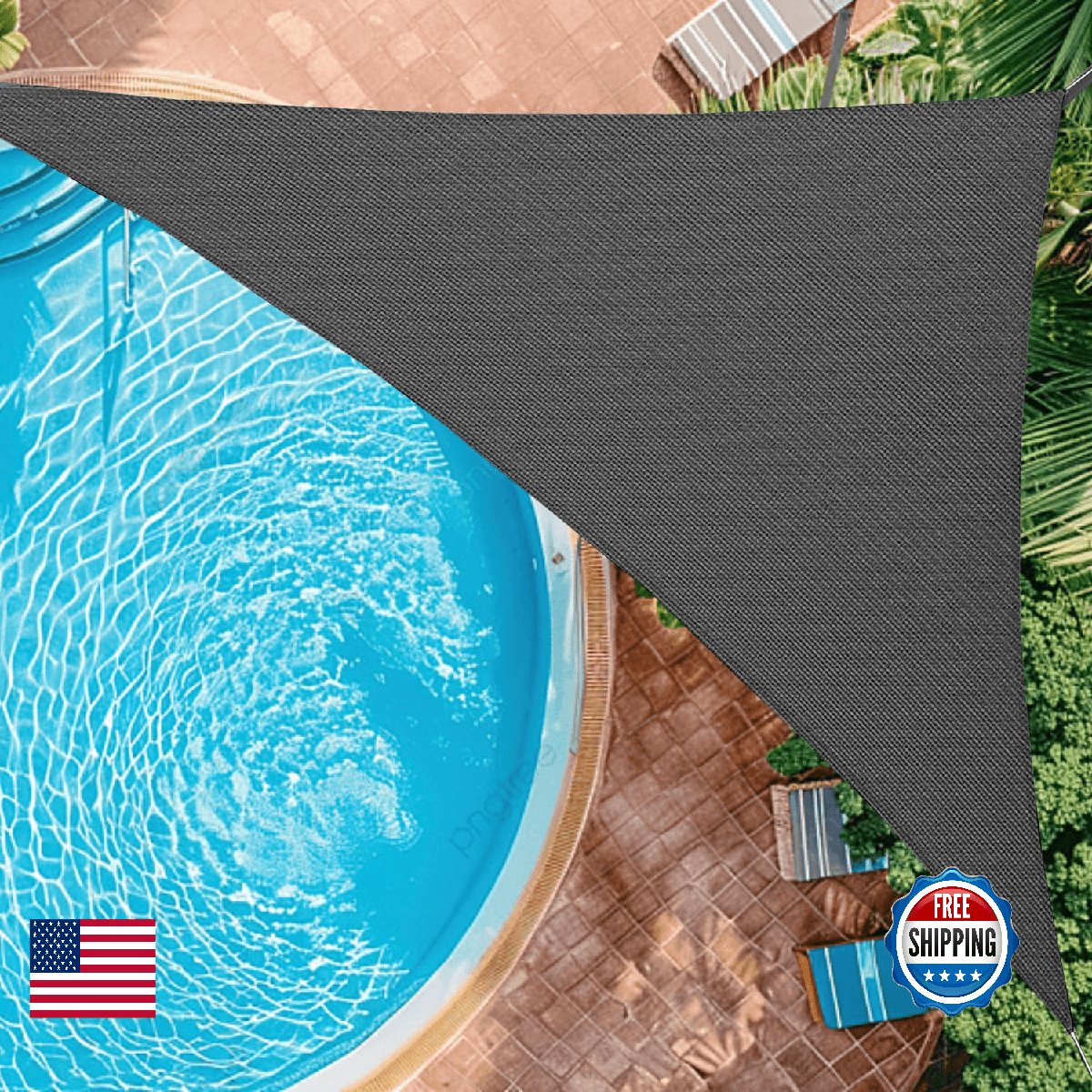 20' x20' x20'Sun Shade Sail Curved Commercial Outdoor Shade Cover Dark Grey Tria - Image 1