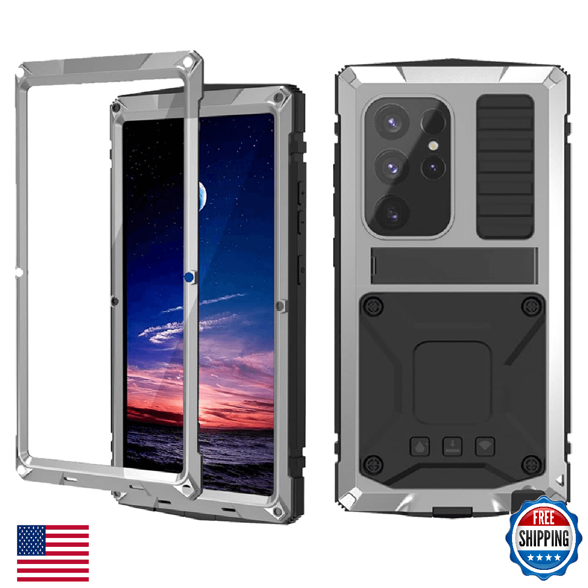 FunnyWin Samsung S24 Plus Metal Military Grade Rugged Case with Screen Protector - Image 1
