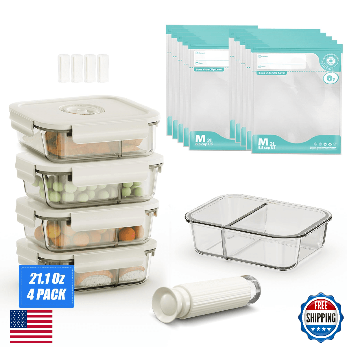 19 PCS Vacuum Sealer Handheld Manual Vacuum Pump for Glass Storage Containers 4P - Image 1