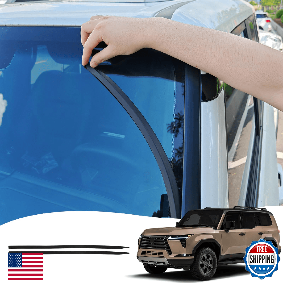 Front Glass Sealing Tape for 2024-2026 Lexus GX 550 Soundproofing Noise Reductio - Image 1