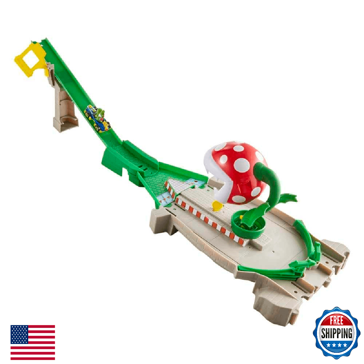 Hot Wheels Mario Kart Piranha Plant Track Playset with Gravity Launcher, Attachi - Image 1