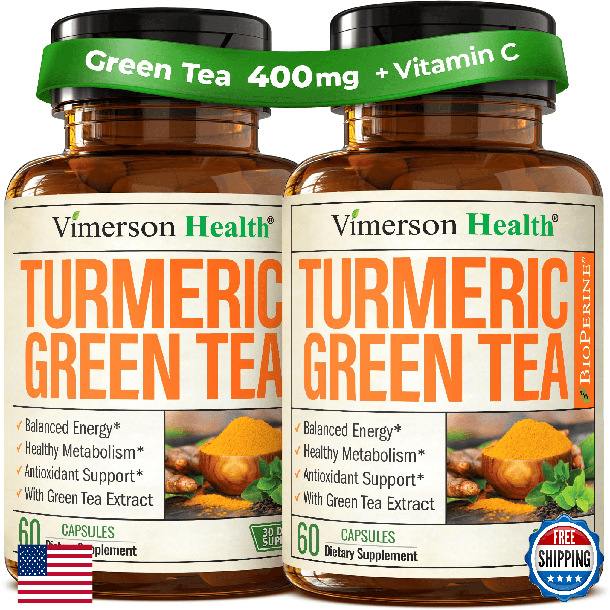 Turmeric Curcumin w/Green Tea, ECGC, Vitamin C | Joint Support & Antioxidant - Image 1