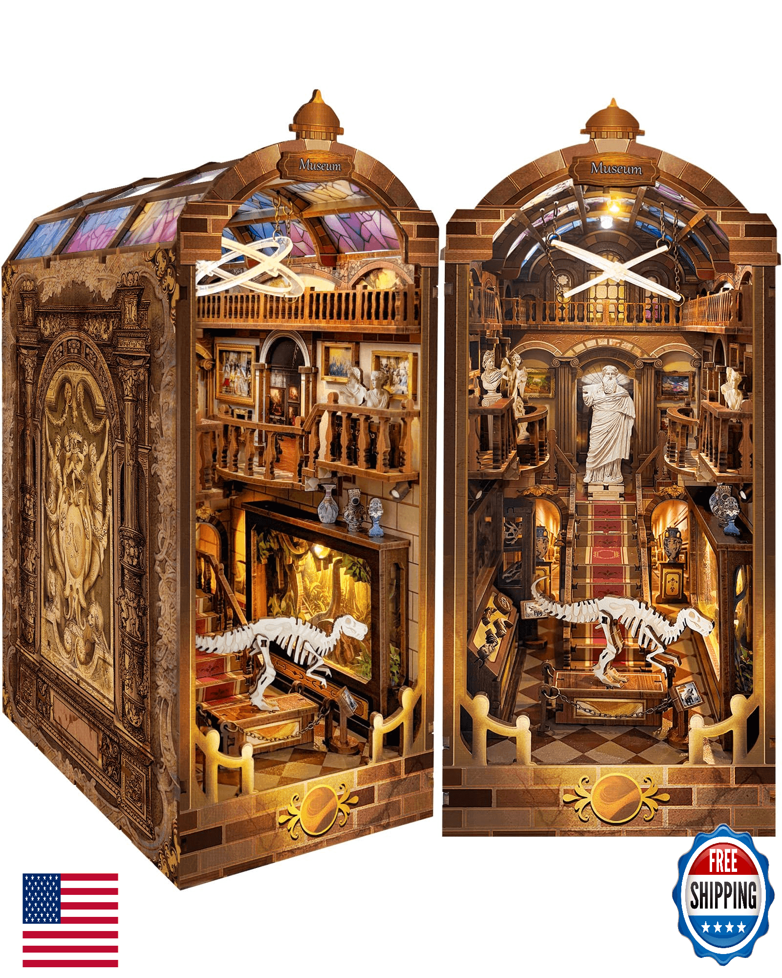 Quanquer DIY Book Nook Kit w/ LED Light - 3D Wooden Puzzle Dollhouse Museum - Image 1