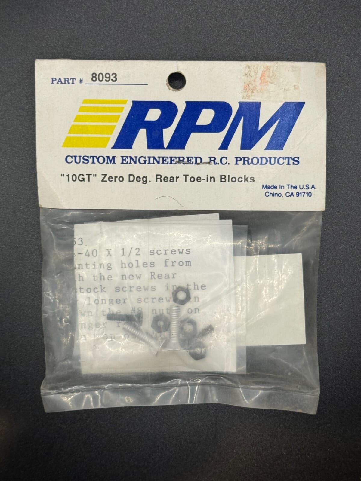 RPM 8093 Vintage 10GT Zero Degree Rear Toe-In Blocks - Image 1