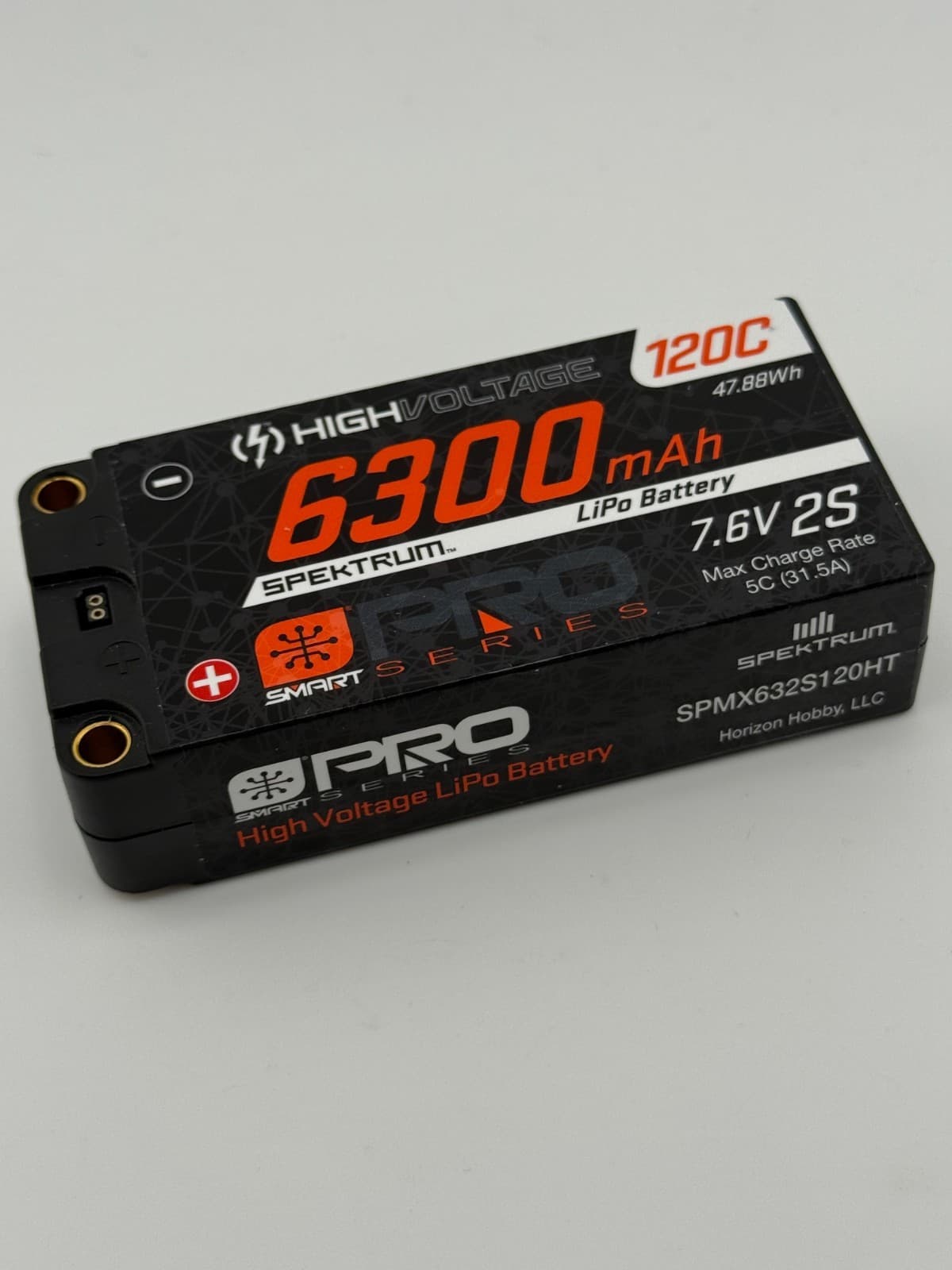 Spektrum 7.6V 6300mAh 2S 120C Smart Pro Race Shorty Hardcase LiHV Battery - Image 1