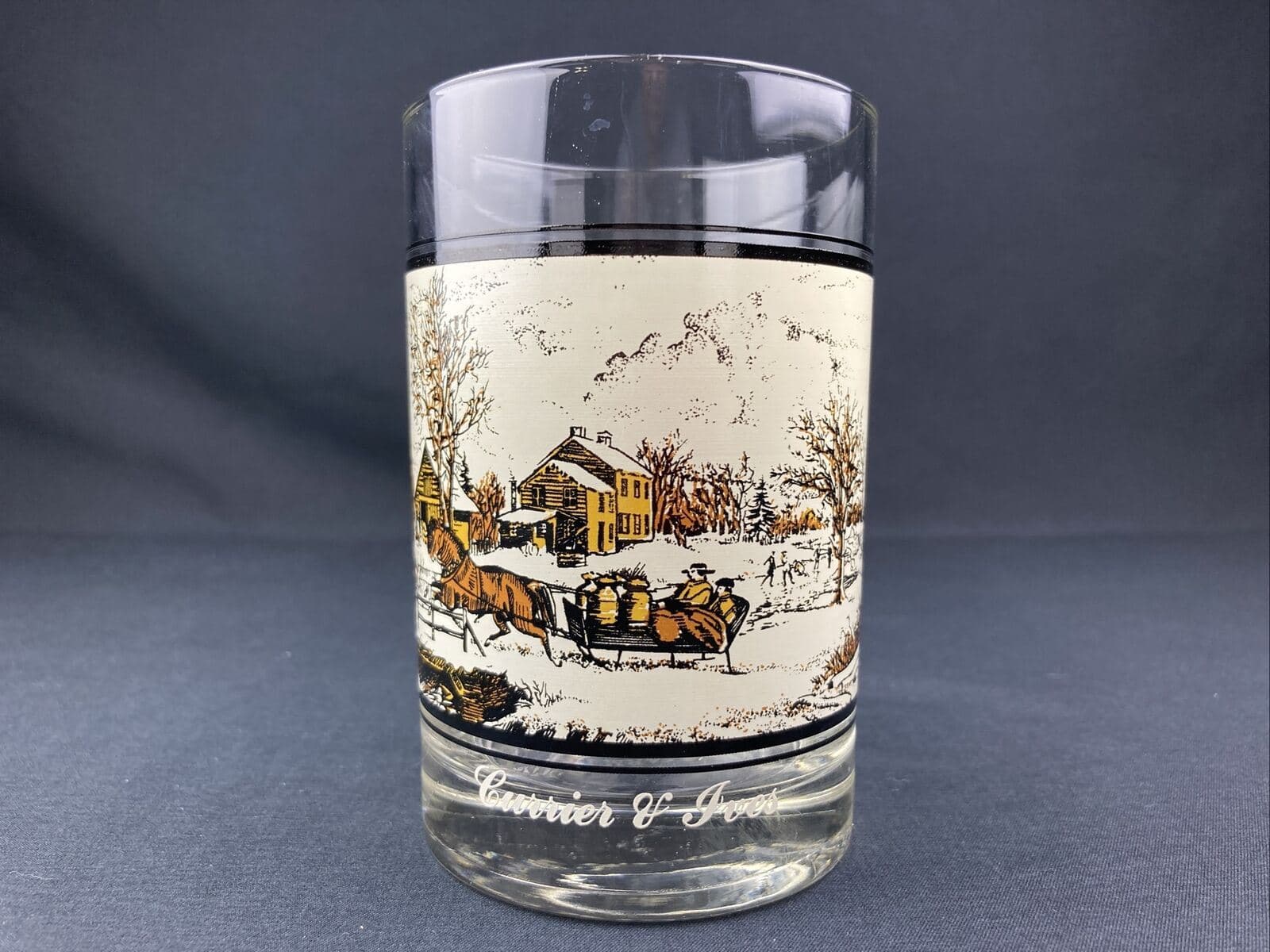 Currier and Ives Arbys Winter Christmas Tumblers Glasses 1978 Cup 3 Of 4 - Image 1