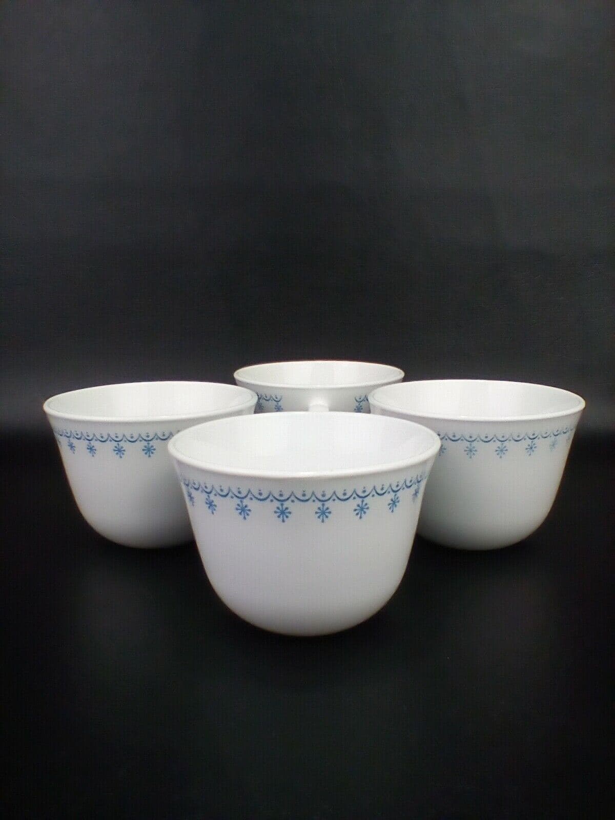 Corelle Corning Livingware Blue Snowflake Garland Coffee Cups Mugs Set-4 - Image 1