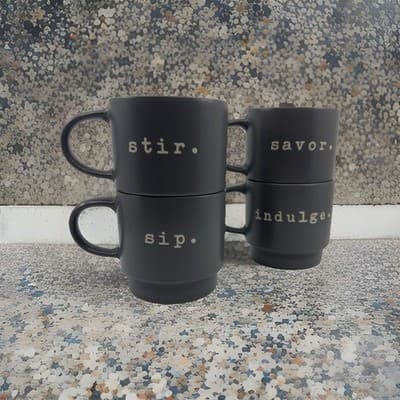 Nicole Miller New York Stackable Grey Coffee Mugs Set of 4 - Image 1