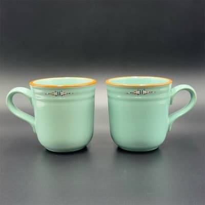 Noritake Boulder Ridge Blue Coffee Mug Set of 2 Native American Theme - Image 1