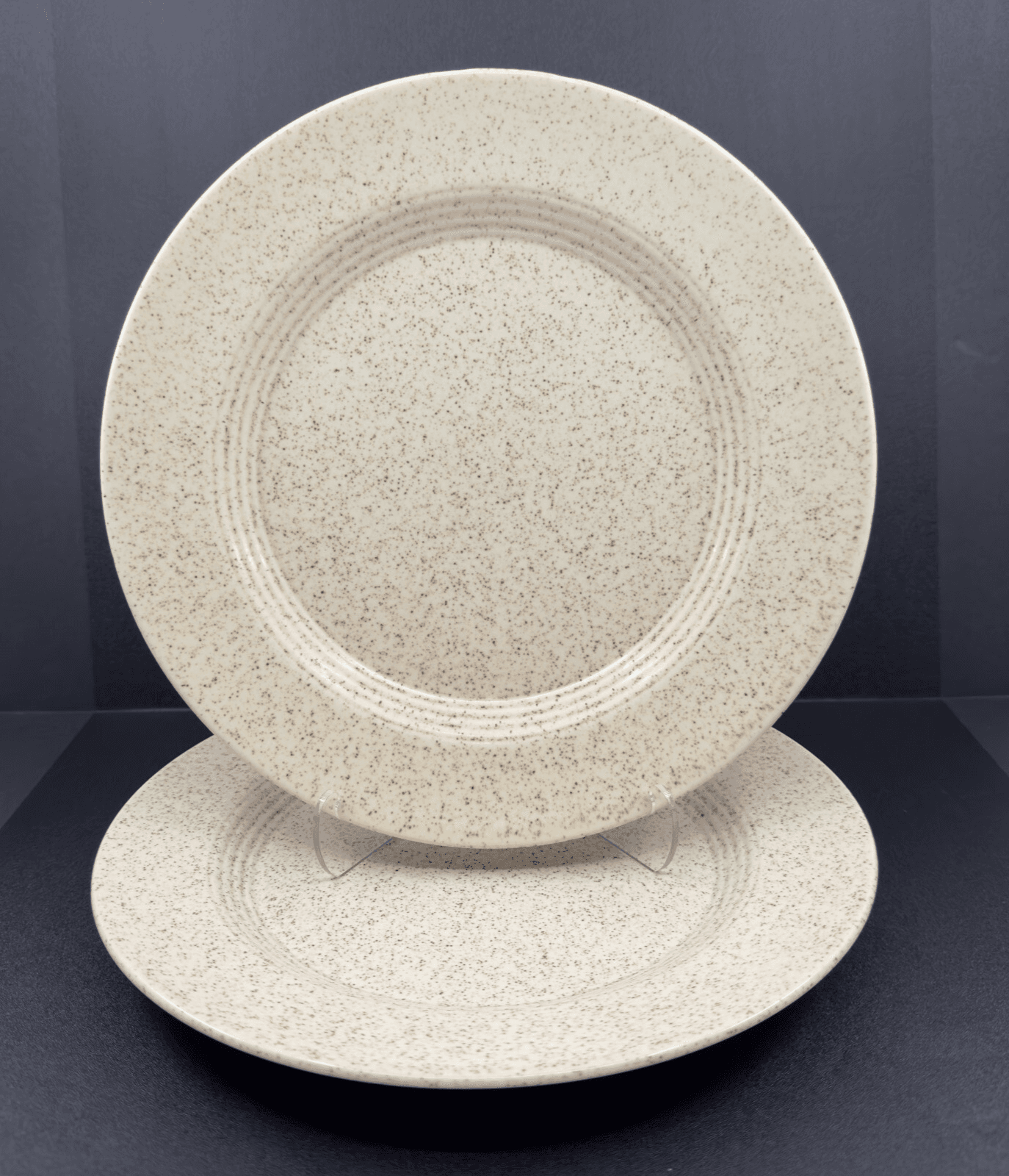 Homer Laughlin 10" Oatmeal Speckle Dinner Plates L 83 Set of 2 - Image 1