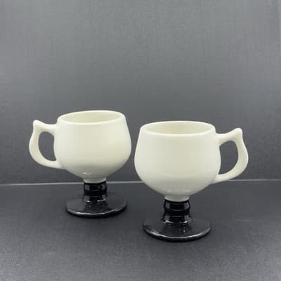 Caribe Hall China Black and White Pedestal Mugs - Image 1