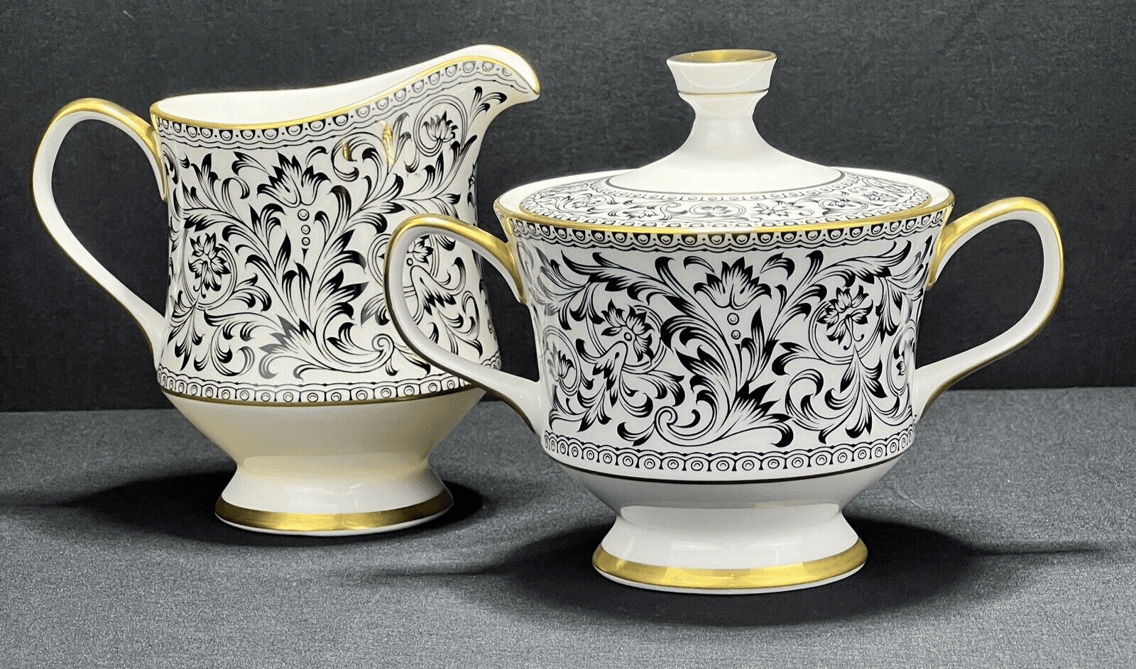 Sango China Japan Spanish Lace # 3757 Sugar Bowl and Creamer Set. - Image 1