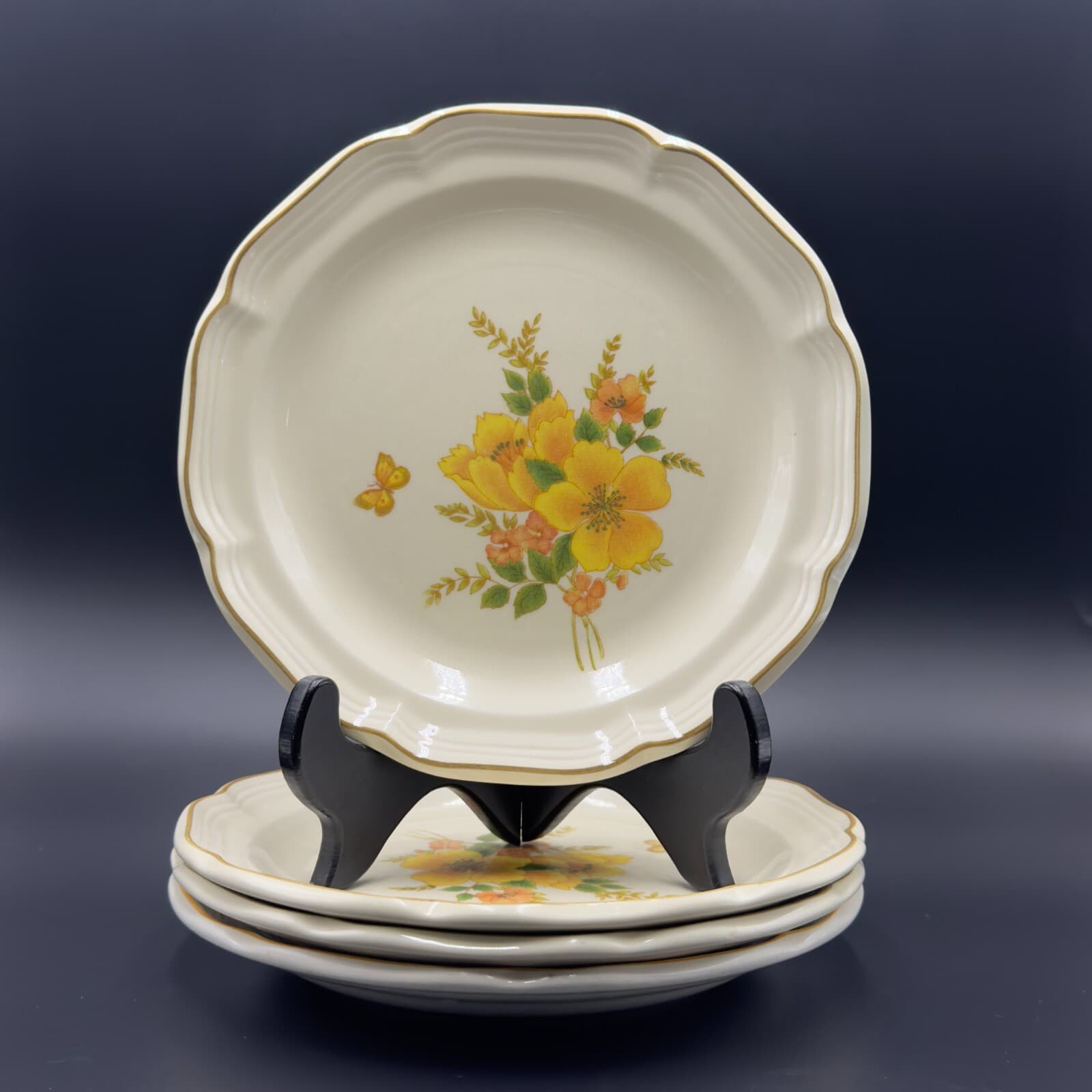Sangostone 3411 Butter Fly 7 1/2” Appetizer Plates. Set Of 4 - Image 1