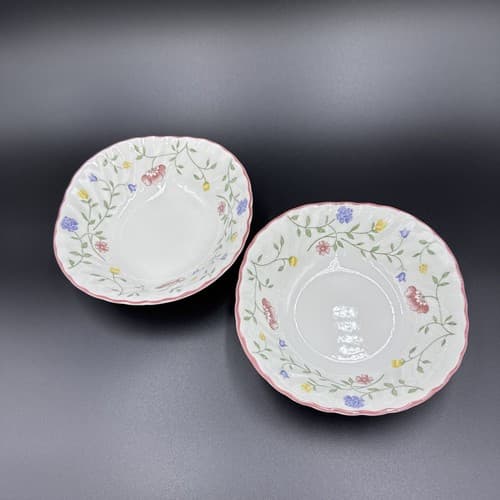 Johnson Brothers SUMMER CHINTZ Floral Square Cereal Soup Bowls 6" Set of 2 - Image 1