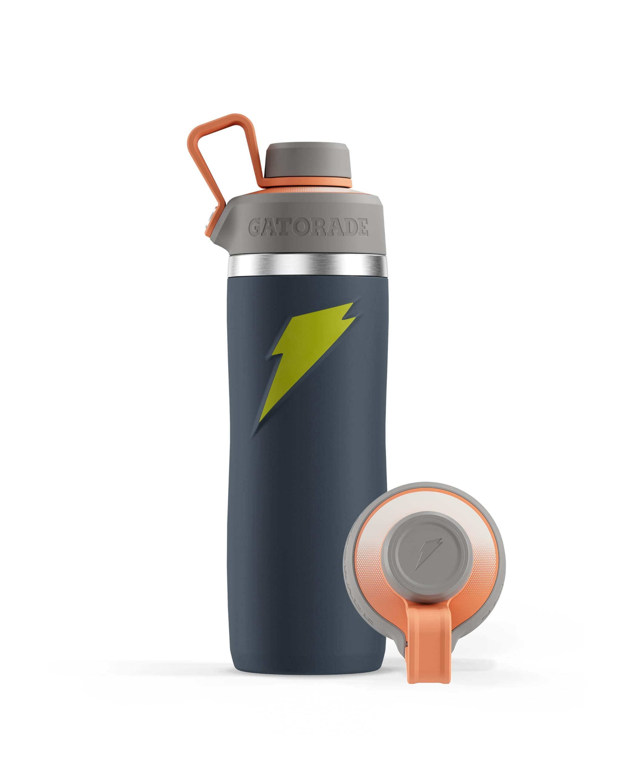 Gatorade 'Overtime' 32oz Stainless Steel Water Bottle, Twist Cap, Grey/Neon Yell - Image 1