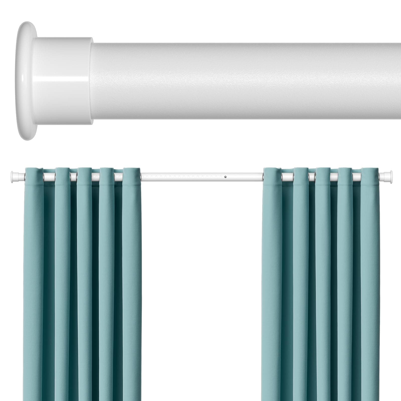 FVONZN Tension Curtain Rod 43-104 Inches Extra Long White Heavy Duty Tension Rod - Image 1