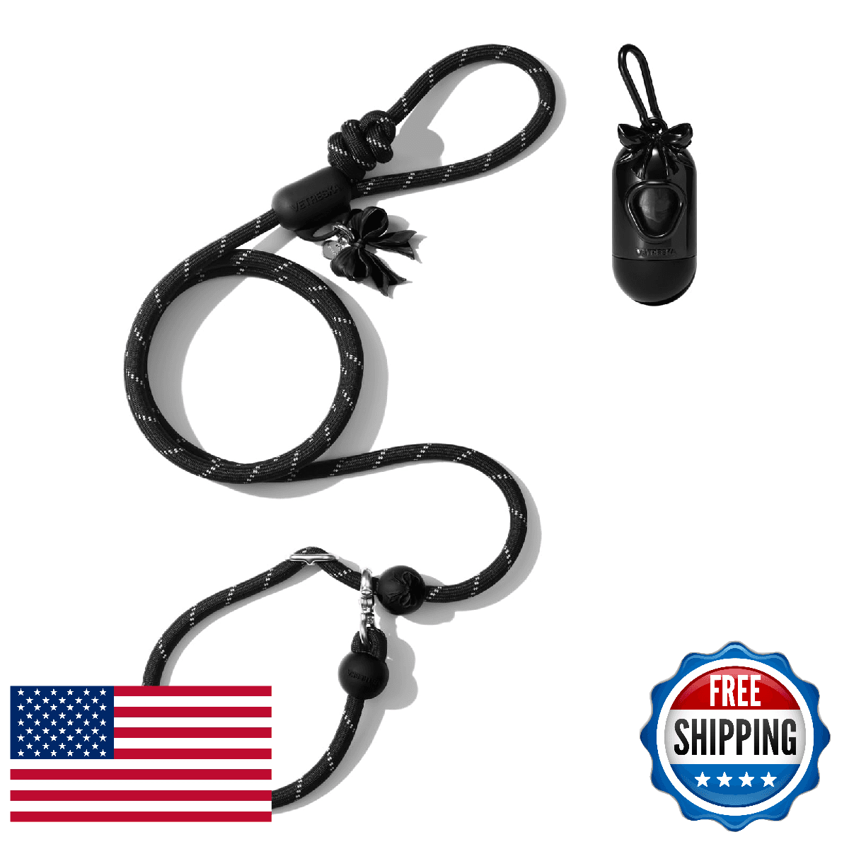 VETRESKA Hands-Free Reflective Dog Leash 8ft Adjustable Rope Leash Medium Large - Image 1