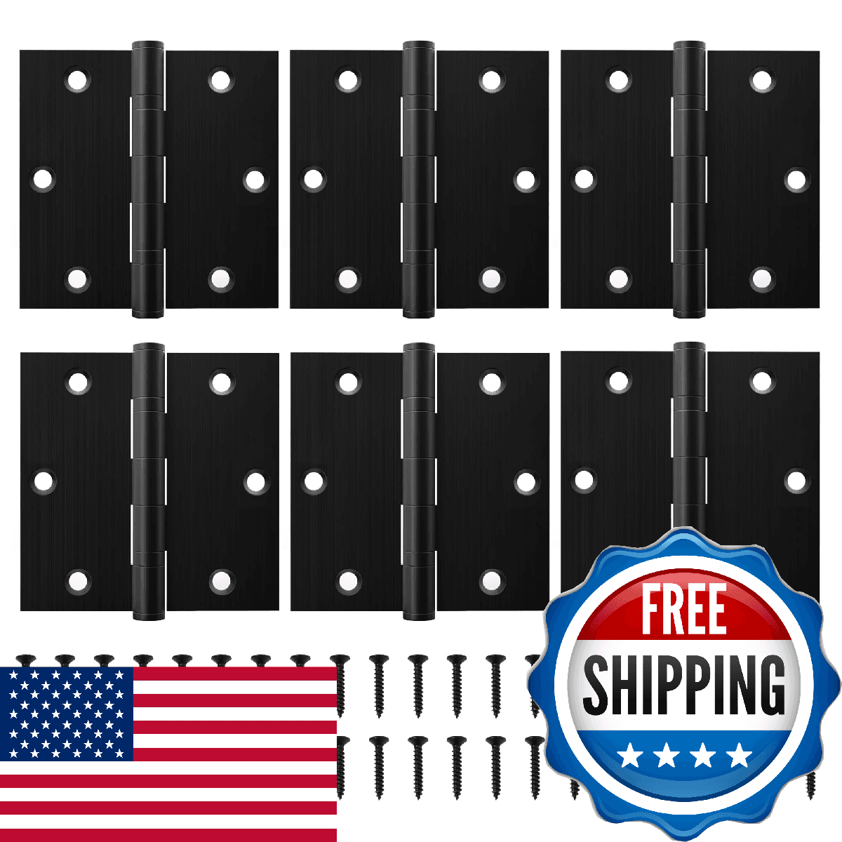 KOLET Ball Bearing Door Hinges, 3.5 x 3.5 Inches Square Hinges, Square Corner St - Image 1