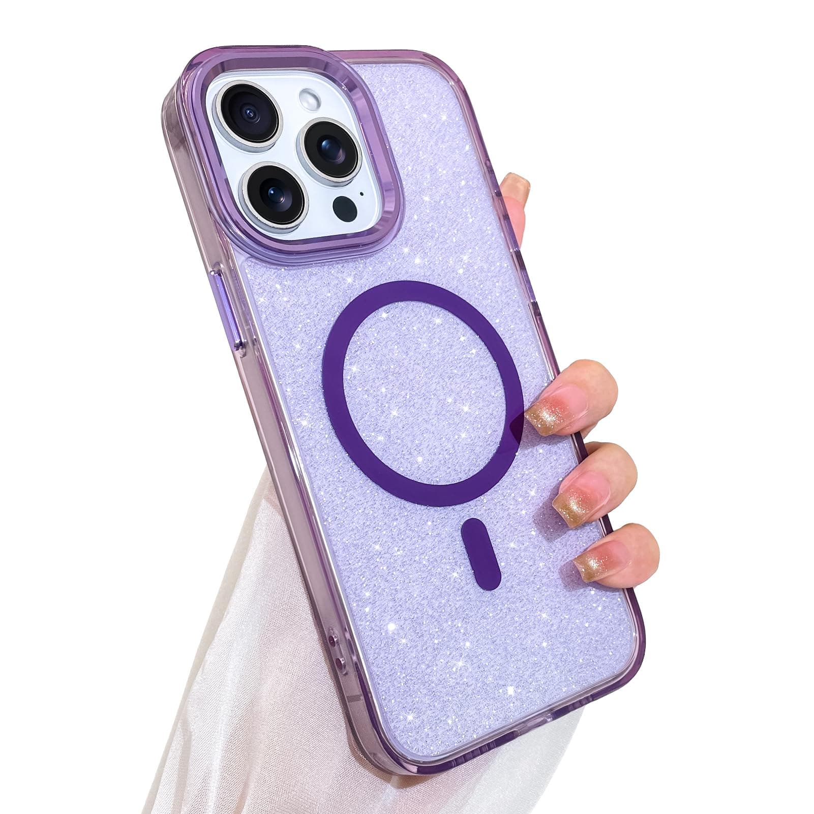 SAKUULO Magnetic Case for iPhone 15 Pro Max Compatible with Magsafe, Bling Glitt - Image 1