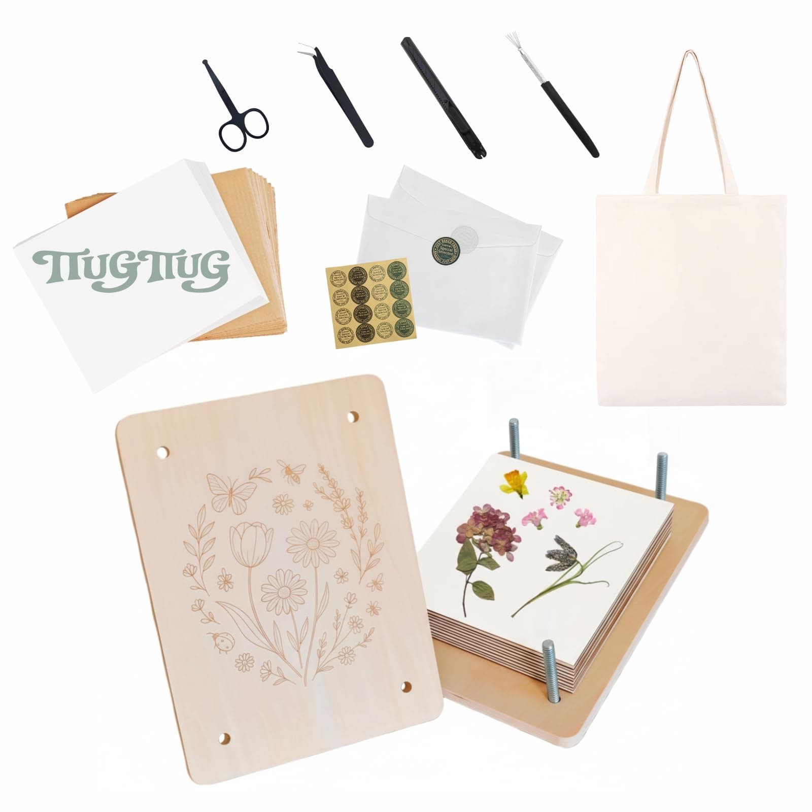 TTUGTTUG Flower Press Kit for Adults, 8.2" x 6.2" Large Wooden 10-Layer Press fo - Image 1