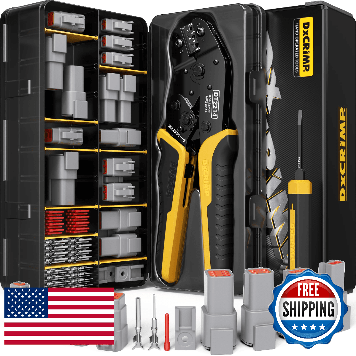 DxCRIMP DTM Deutsch Series Connector Crimping Tool Kit, 2/3/4/6 Pin Miniature Wa - Image 1