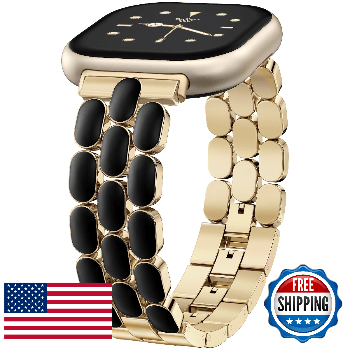 Wearlizer Resin Metal Band Compatible with Fitbit Versa 4 Bands for Women/Sense - Image 1
