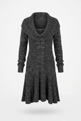 Victoria's Secret Marled Knit Sweater Dress Cowl Neck Fit & Flare Grey - Image 1