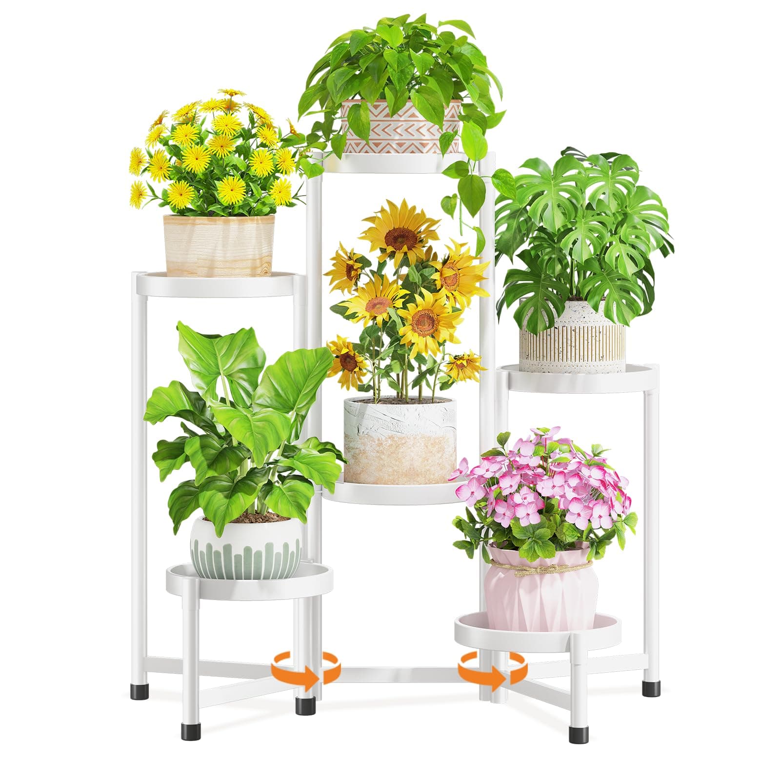LASZOLA 6 Tiered Folding Tall Plant Stand Indoor for Multiple Large Planter, Hea - Image 1
