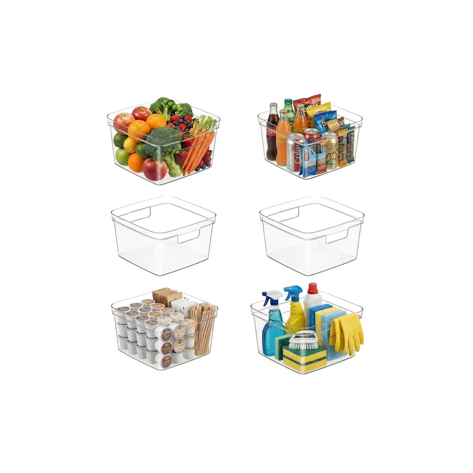 MOONEDGE 6-Pack Clear Plastic Storage Bins — Open-Top PET Storage Containers & O - Image 1
