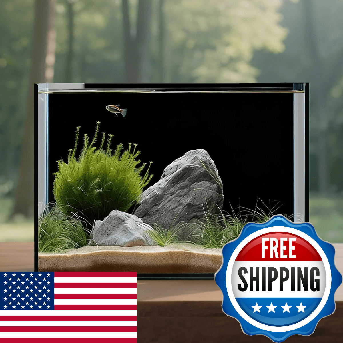 3 Gallon Glass Fish Tank Cube, Small Aquarium Fish Bowl for Betta Goldfish Snail - Image 1