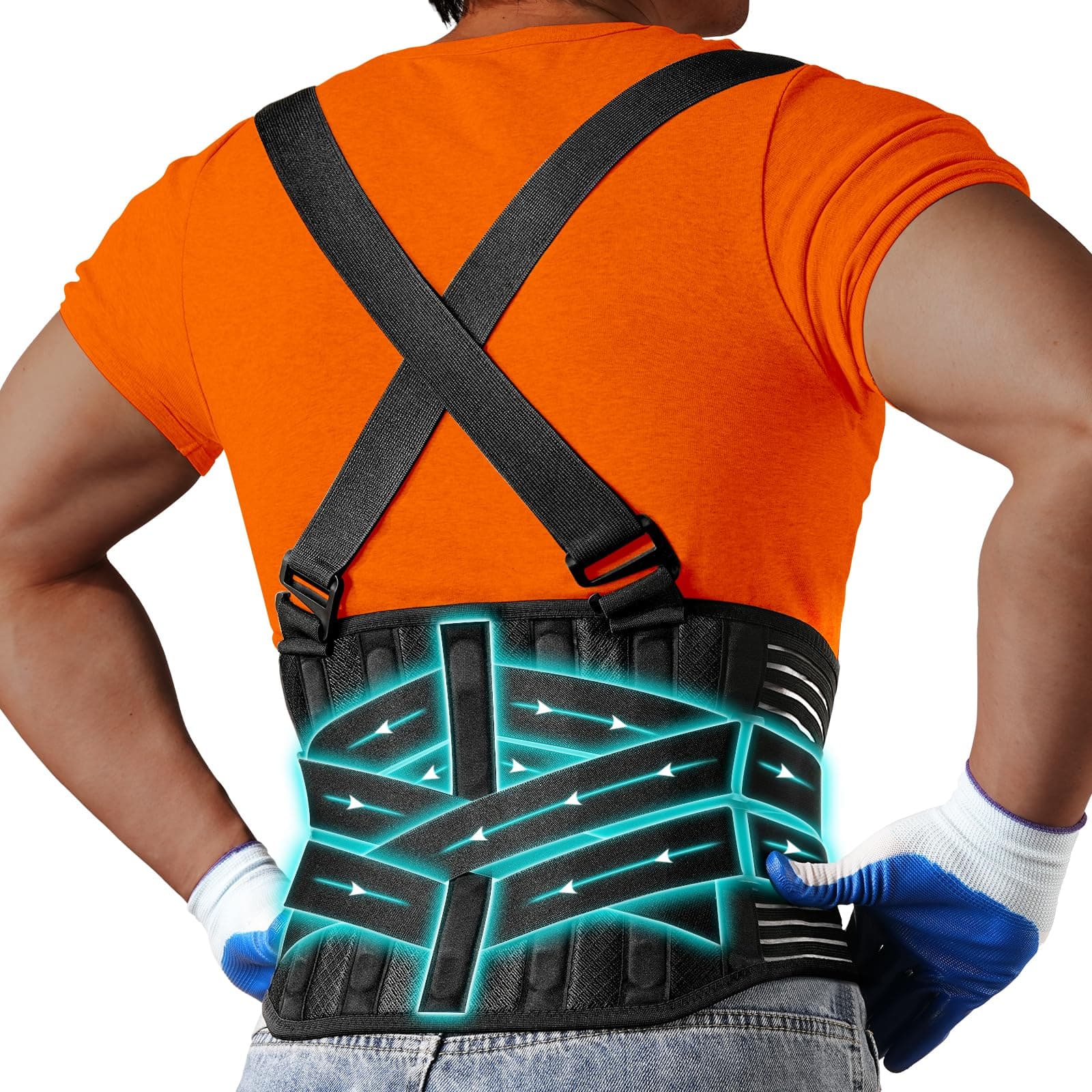 KOPUREY Work Back Brace with 2 Removable Suspender Shoulder Straps for Heavy Lif - Image 1