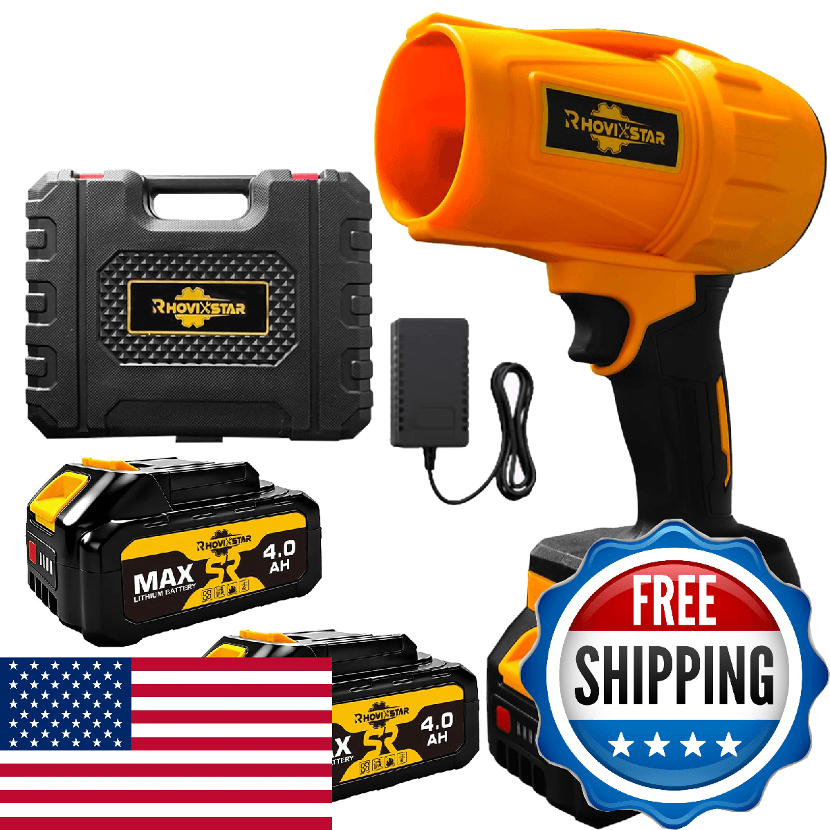Cordless Leaf Blower Handheld, 21V Leaf Blower with 2×4.0Ah Batteries & 1 Fast C - Image 1