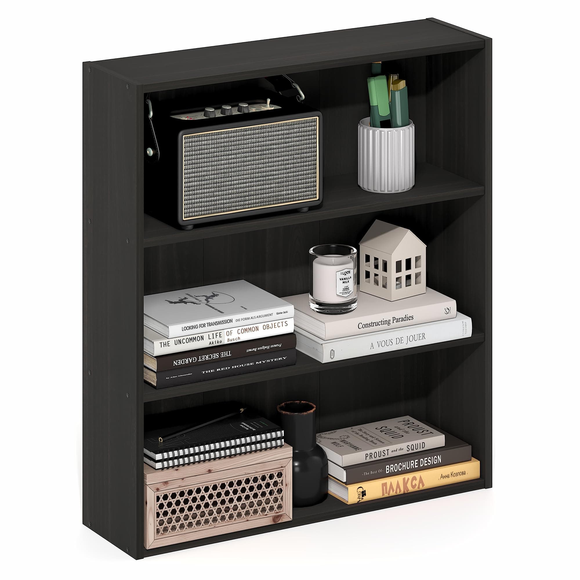 Furinno Basic Book Shelf, 3-Tier Bookshelf, Storage Organizer Bookcase with Open - Image 1