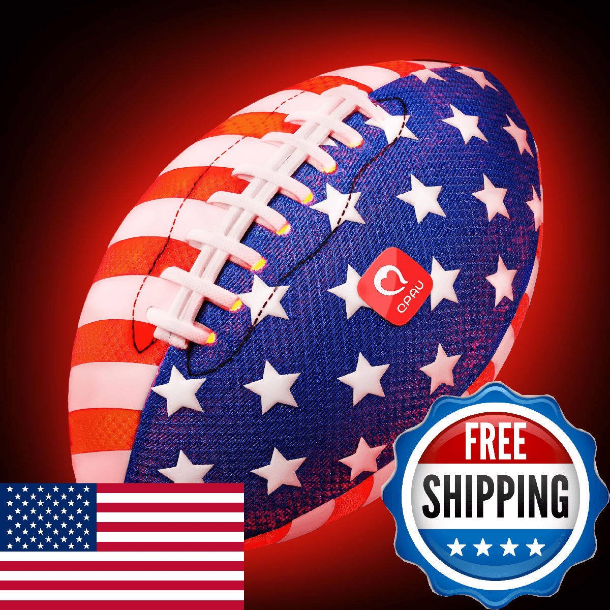 QPAU 9" Glow in The Dark Football Size 3 Light Up Youth Football Pump Batteries - Image 1
