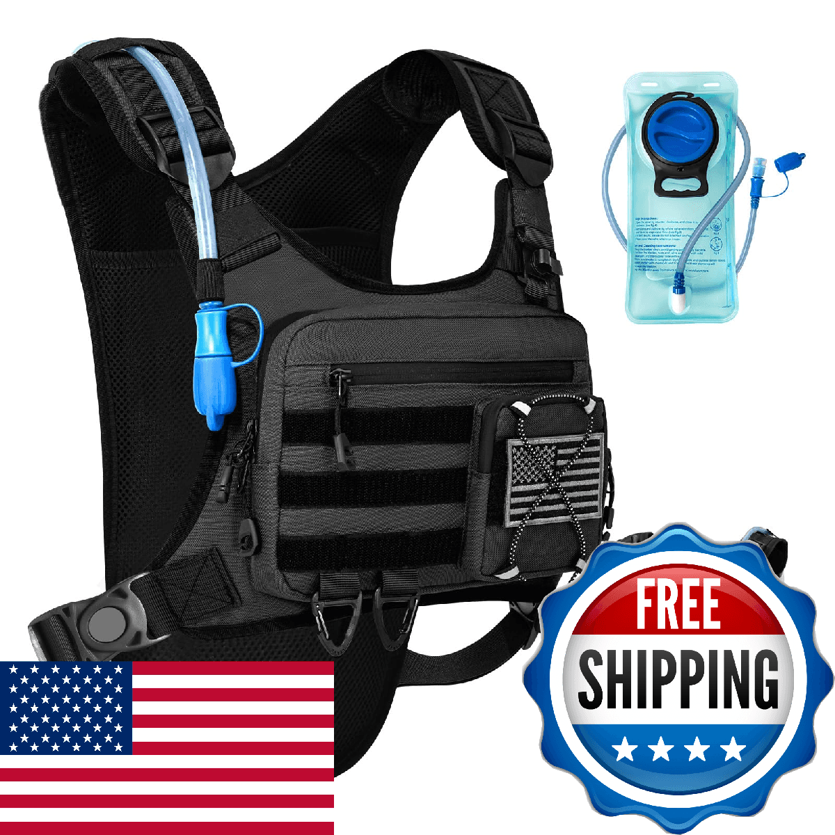 Hydration Vest with 2L Water Bladder for Men and Women, Lightweight Adjustable H - Image 1