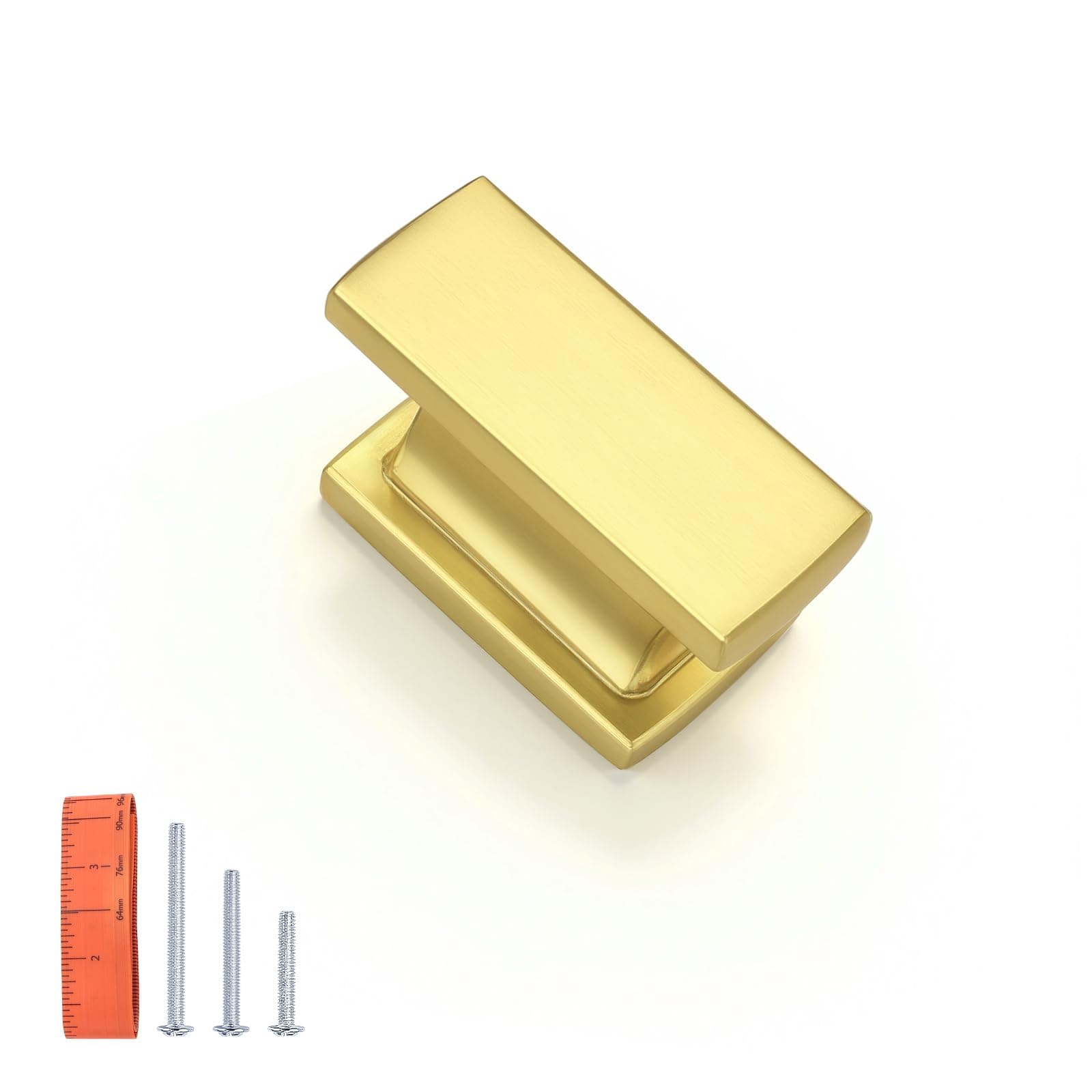 KNOBWELL 12 Pack Brushed Gold Solid Cabinet Knobs Overall Length 1-1/2 Inch Sing - Image 1